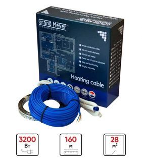 Нагревательный кабель двухжильный THC20-160 160 м 3200 Вт